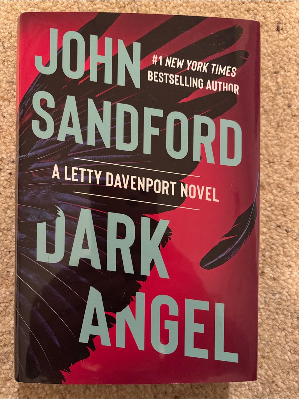 John Sandford "Dark Angel" hardcover - Teal on Magenta Cover